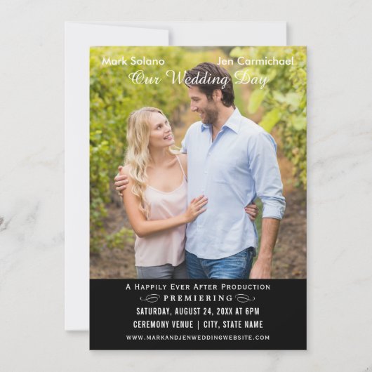 Einzigartiges Hochzeitsmovie Poster Schwarz-Weiß-F Einladung (Vorderseite)