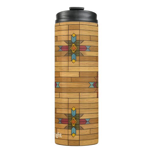 Einzigartiges Holzkorn - Monogramm Holzkörner Geom Thermosbecher (Vorderseite)