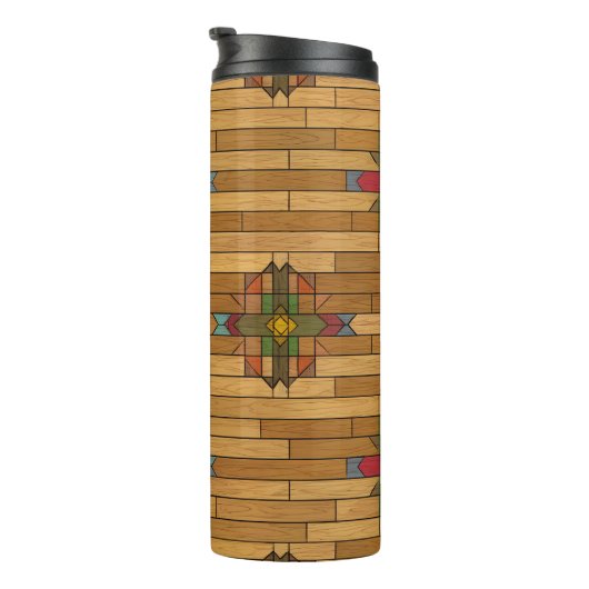 Einzigartiges Holzkorn - Monogramm Holzkörner Geom Thermosbecher (Nach rechts gedreht)