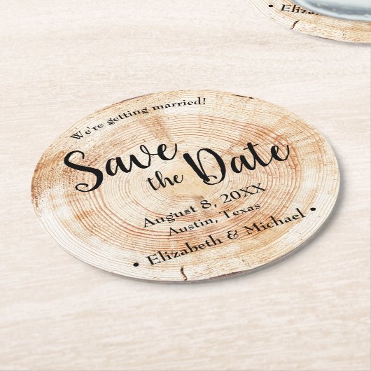 Einzigartiges Holzkorn Rustikale Hochzeit Sichern  Runder Pappuntersetzer (Angewinkelt)