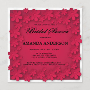 Einzigartiges Hot-Pink-Rot-Brautparty Einladung