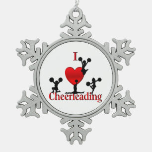 Einzigartiges i-Herz-Cheerleading Entwurf Schneeflocken Zinn-Ornament