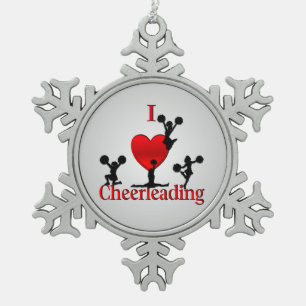 Einzigartiges i-Herz-Cheerleading Entwurf Schneeflocken Zinn-Ornament