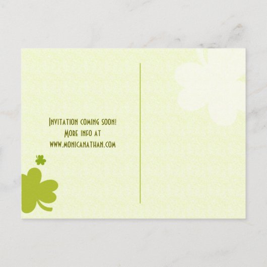 Einzigartiges Irish Wedding Save the Date Ankündigungspostkarte (Rückseite)