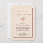 Einzigartiges Ivory Dark Peach Brautparty Tee Part Einladung (Vorderseite)