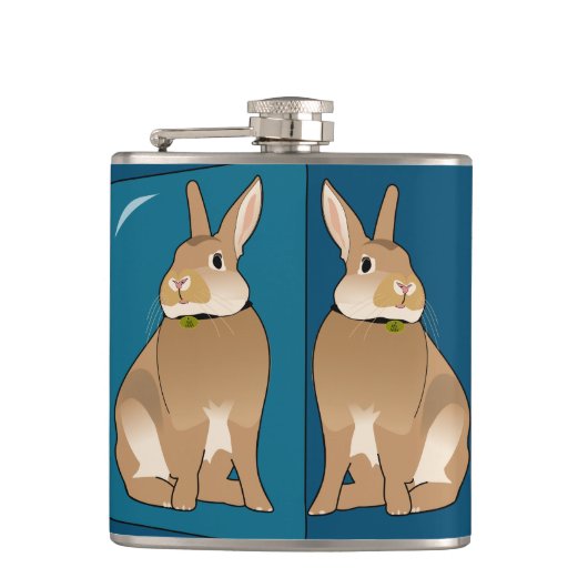 Einzigartiges Kaninchen im Spiegel Flachmann (Vorderseite)