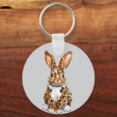 Einzigartiges Kaninchen mit Gepunktetem Leopard Schlüsselanhänger (Vorderseite)