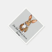 Einzigartiges Kaninchen mit Gepunktetem Leopard Serviette (Ecke)