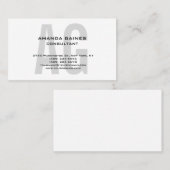 Einzigartiges klassisches Grau-Monogramm weiß Visitenkarte (Vorne/Hinten)