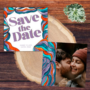 Einzigartiges Kühnes Boho Grooviges Retro Lila Wel Save The Date