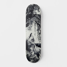 Einzigartiges Kunstdesign Majestic Raven Moon & Wo Skateboard