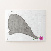 Einzigartiges Kunstpuzzle - Elefant mit Blume #1 Puzzle (Horizontal)
