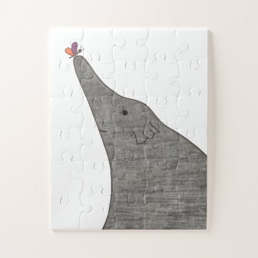 Einzigartiges Kunstpuzzle - Elefant mit Blume #1 Puzzle (Vertikal)