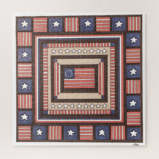 Einzigartiges Kunstpuzzle - Zeitflagge - Kunst der Puzzle (Vertikal)