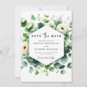 Einzigartiges Leaf Eucalyptus Digital Wedding Save The Date (Vorderseite)