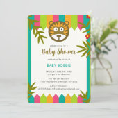 Einzigartiges, lebendiges Jungle-Theme Lion Baby S Einladung (Stehend Vorderseite)
