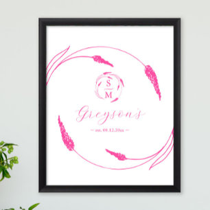 Einzigartiges, lebendiges rosa Hochzeitssymbol und Poster
