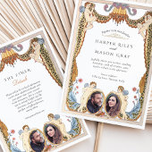 Einzigartiges Leopard Print Cherub Foto Hochzeit Einladung