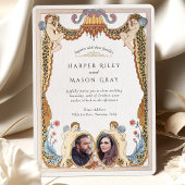 Einzigartiges Leopard Print Cherub Foto Hochzeit Einladung