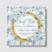 Einzigartiges Light Blue Gold Glitzer Wedding Gues Gästebuch (Vorderseite)