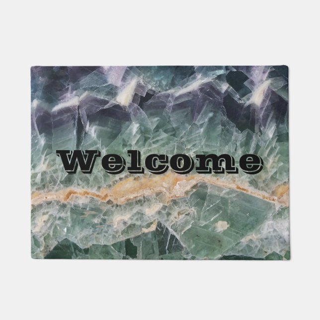 Einzigartiges Lila Fluoritmineralstoffgerät Foto Fußmatte (Vorderseite)