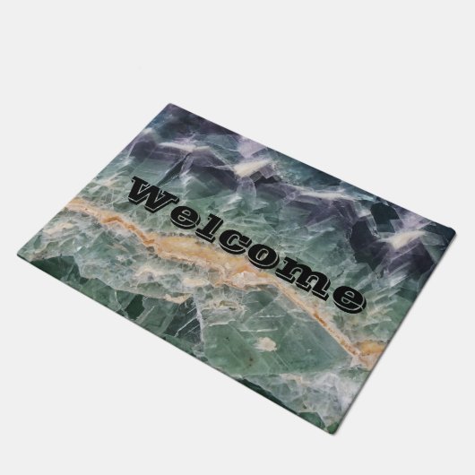 Einzigartiges Lila Fluoritmineralstoffgerät Foto Fußmatte (Schrägansicht)