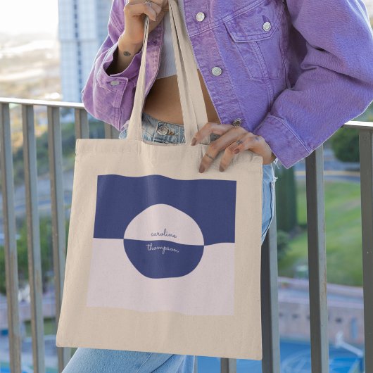 Einzigartiges Lila Rosa und Skriptmonogramm Tragetasche