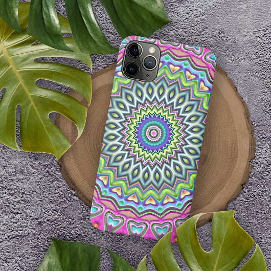 Einzigartiges Limettengrün Türkis Rosa Mandala Kun Case-Mate iPhone Hülle