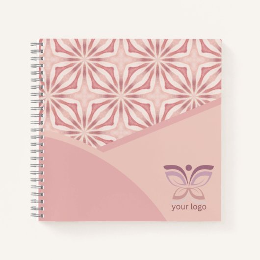 Einzigartiges Logo oder QR-Code rosa geometrisches Notizblock (Vorderseite)