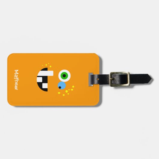 Einzigartiges lustiges verrücktes Oragne Monster Gepäckanhänger (Vorderseite horizontal)