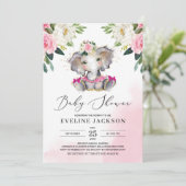 Einzigartiges Mädchen Tutu Ballerina Elefant Boho  Einladung (Stehend Vorderseite)