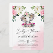 Einzigartiges Mädchen Tutu Ballerina Elefant Boho  Einladung (Vorne/Hinten)