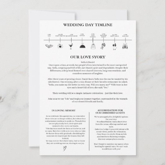 Einzigartiges Magazin Details Timeline Foto Hochze Einladung (Rückseite)