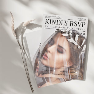 Einzigartiges Magazin Style Editorial Foto Hochzei Begleitkarte