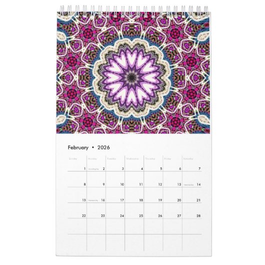 einzigartiges Mandala Design Kalender (Feb 2026)