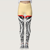 Einzigartiges Māori-Design RED Leggings (Vorderseite)