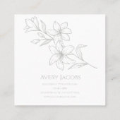 Einzigartiges, modernes Foto Green Boho Floral Quadratische Visitenkarte (Rückseite)