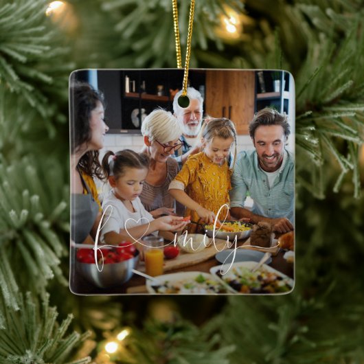 Einzigartiges modernes Foto Herzschrift Typografie Keramikornament (Baum)