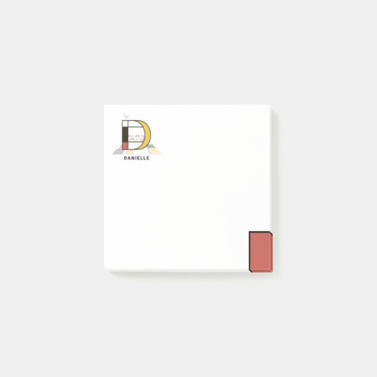 Einzigartiges modernes Kunstmonogramm. Buchstabe D Post-it Klebezettel (Vorderseite)