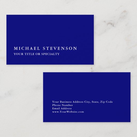 Einzigartiges modernes Navy Minimalistisch Schlich Visitenkarte (Vorne/Hinten)