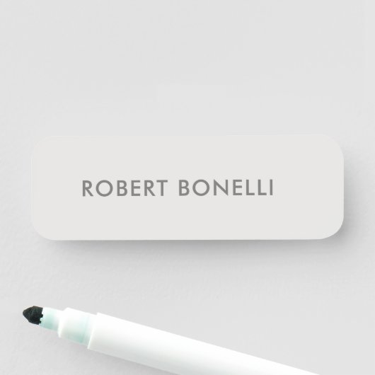 Einzigartiges, modernes Platingrau Minimalistisch Namensschild (Beispiel)