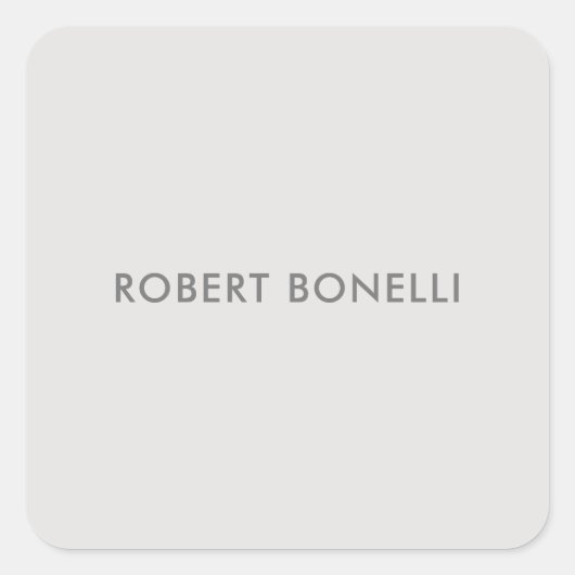 Einzigartiges, modernes Platingrau Minimalistisch Quadratischer Aufkleber (Vorderseite)