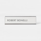 Einzigartiges, modernes Platingrau Minimalistisch Schreibtischnamensplakette (Vorderseite )