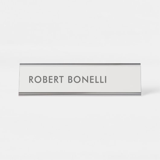 Einzigartiges, modernes Platingrau Minimalistisch Schreibtischnamensplakette (Vorderseite )