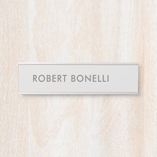 Einzigartiges, modernes Platingrau Minimalistisch Türschild (Vorderseite )