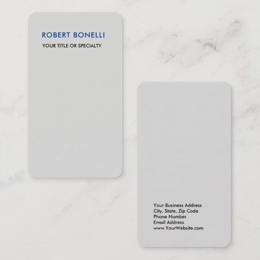 Einzigartiges, modernes Platingrau Minimalistisch Visitenkarte (Vorne/Hinten)