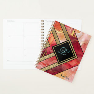 Einzigartiges modernes rotes Gold geometrisch Planer