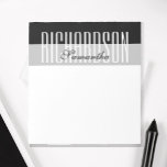 Einzigartiges, modernes Schwarz-Grau-Weiß-Geometri Notizblock<br><div class="desc">Chic und moderne personalisierte schwarz,  grau und weiß minimalistisch geometrische Design Skript-Notizblock. Ersetzen Sie die Details durch Ihre eigenen.</div>