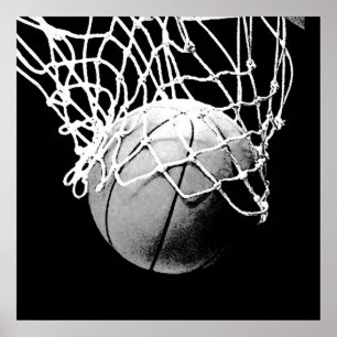 Einzigartiges modernes Schwarz-Weiß-Basketball-Pos Poster