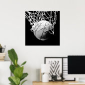 Einzigartiges, modernes Schwarz-weißes Basketball Poster (Heimbüro)